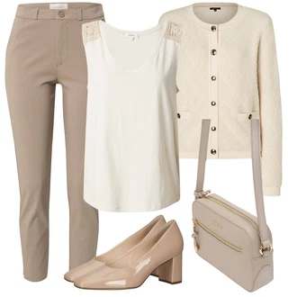 outfit mit Rjava/Bež Poslovna Obutev/Elegantni Čevelj/Vintage Črpalka/Črpalka z Nizko Petom/Udobna črpalka Högl "poletna obleka"