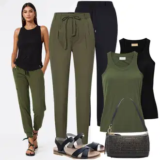 Green pants outfits "Poletni videz za vsak dan"