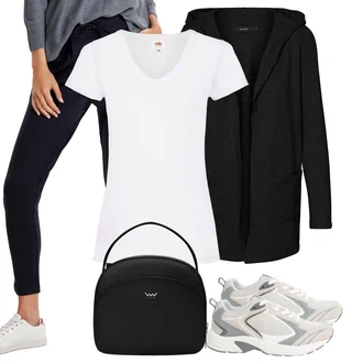 outfit mit Črna/Bela/Oranžna Vrečka za prenašanje/Mini torbica/Potovalna torba/Torba za čez ramo/Torba za čez ramo/Satchel torba/Kozmetična torbica/Women's Cosmetic Bags/Men's Bags Vuch "Popoln za jesen"