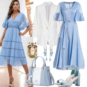 Poletne Outfiti Gost na poroki mit Siva/Svetlo modra/Škrlatna Plisirana obleka/Midi obleka/Dolga pletena obleka/Obleka do Sredine Meča/Obleka s 3/4 rokavom figl "Popoln Za Poletni Videz"