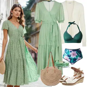 Green Outfits Estetski mit Bela/Siva Sandala s platformo/Poletni Čevelj İnci "Popolno Za Poletje"Look: Estetski, Rockenjski, GoGo, Prevelik, Modna, Eleganten, Unisex, Egirl, Športno