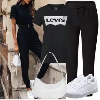 S Pertlanjem Outfit sa Plava/Tamnoplava/Pink/Smeđa pletena košulja/Majica kratkih rukava/Otmjena majica/Izreka na majici/Majica za plažu/Pulover za plažu/Print majica/Skraćena Majica/Majica za trudnice/Predimenzionirana majica/Top za plažu levi's ® "Cool za slobodno vrijeme"