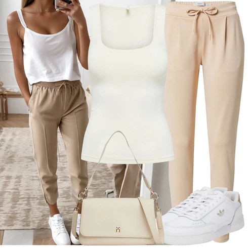Kombinace Béžová/Khaki Paperbag Kalhoty/Navlékací Kalhoty/Úzká Kalhoty/Střmenová Kalhoty/Mušelínové kalhoty/Mrkvová Kalhoty/Látková Kalhoty/Ležérní Kalhoty/Žerzejová Kalhoty/Jogger Kalhoty Ichi