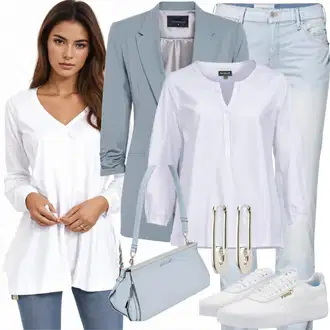 Ženske kombinacije za ured Ležerno, Poslovni Ljeto sa Siva Trendyol "Savršeni uredski outfit"Look: GoGo, Ured, Šik, Pametno ležerno, Poslovni, klasický