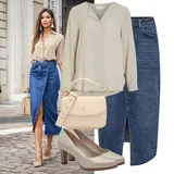 Jersejové blůzy se zapínáním na knoflíky outfity image