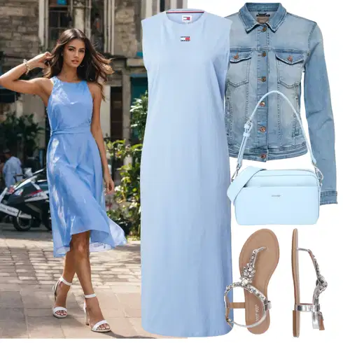 Kombinirajte SvjetloPlava/Plava Haljina/Tunika Tommy Jeans