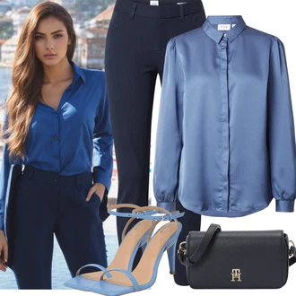 Svatební host Outfit s Světle modrá Sandál Na Podpatku/Bota Na Podpatku/Lodička S Páskem/Sandál s podpatkem/Sandály na hřídeli/Přezková bota Karolina Kurkova Originals "Podzimní outfity"