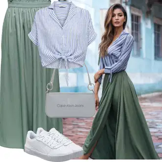 S Mašlí Outfit s Lilové barvy/Světle modrá/Modrá/Tmavě modrá Halenka a Tunika/Halenka Móda Pro Plnoštíhlou Only "Letní vzhled pro módní ženy"