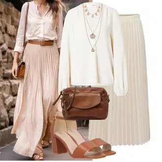 Stil, Western Outfit sa Bijela/Krem/Bež/Kaki Bluza s Podignutim Ovratnikom/Bluza s Puf Rukavom/Bluza Dugih Rukava/Kožna jakna za muškarce SELECTED FEMME "Odjeća za slobodno vrijeme"Look: Boja, Rad, Rap, Stil, Sveučilišna, Transparentan, Ured