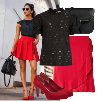 Babydoll Outfit s Černá/Tmavě hnědá/Hnědá Halenka a Tunika Tunika/Halenka Móda Pro Plnoštíhlou/Tričko & Top Móda Pro Plnoštíhlé Vila "Praktický vzhled"Look: Styl, Babydoll, Techno, Vintage