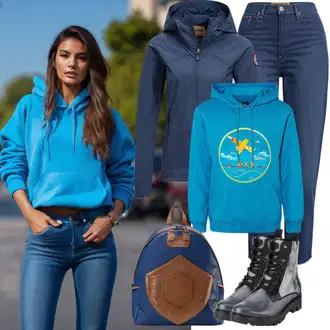 Denim outfits mit Črna Klasični škorenj/Gležnar na Vezalke Dr. Martens "Sproščen prosti čas"