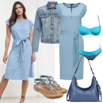 S zakovicama Outfit sa Svjetloplava/Krem/Plava Traper Jakna/Vintage Jakna/Kratka Traper Jakna Zadig & Voltaire "Stilski ljetni izgled"Look: Motor, S zakovicama, Jahanje