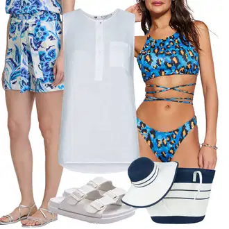 outfit mit Kopalka Bikini Crop Top/Izrezani bikini/Izrezan Kopalke/Bikini majica z visokim ovratnikom/Bikini z visokim pasom Trendyol "Oblačila za na plažo"