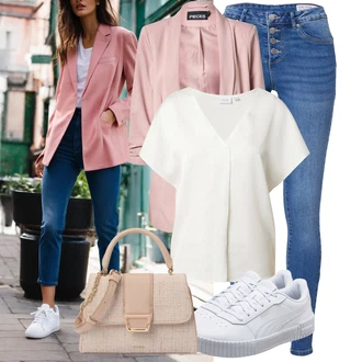Outfit s Bílá/Krémová Tričko & Top Móda Pro Plnoštíhlé/Tunika Vila "Lehký outfit"