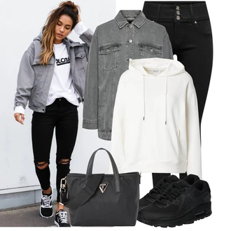 Air Max 90 Outfit sa Crna/Svjetloplava/Siva/Plava cam cipela/gimnastička papuča/Tenisica za fitness/cipela za trčanje Nike Sportswear "Praktičan look"