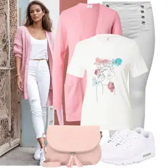 Zima Outfit sa Siva/Krem Hlače s Prorezom/rupa hlača/Skinny Hlače/Jeggings/Hlače Visokog Struka/Push-up Hlača Only "Odličan look za slobodno vrijeme"