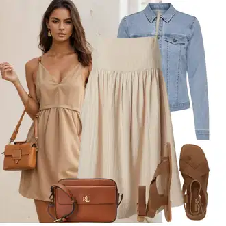Outfit s Béžová/Hnědá Páskový Sandál/Sandál S T Páskem/Sandál Dianette/Římská sandála/Gladiátorská sandála About You "Lehký outfit"
