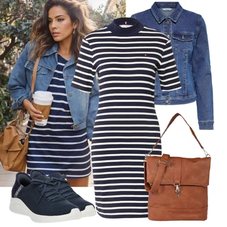 Outfit s Tmavě modrá/Modrá/Světle modrá Džínové Bund/Krátké Džínové Bundičky Only "Lehký outfit"