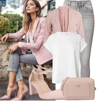 Outfit s Krémová/Bílá Halenka Móda Pro Plnoštíhlou/Tričko & Top Móda Pro Plnoštíhlé Vila "Oblečení pro volný čas"