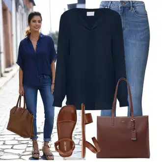 Stil, Western Outfit sa Tamnoplava Bluza s gumbom/Bluza koja se ne pegla/Slip-on Bluza/Poslovna Bluza/Bluza Dugih Rukava/Kožna jakna za muškarce/Bluza s Podignutim Ovratnikom/Bodija Bluze/Svilena bluza/Jednobojna Bluza Vila "Opušteni izgled"Look: Stil, klasický, Lagano, Radna odjeća, Unisex, Ured