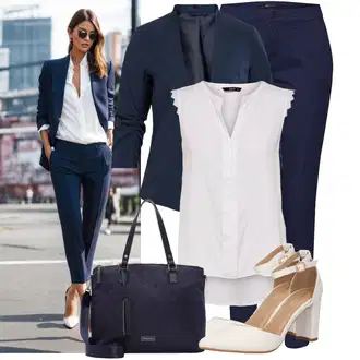 Outfity pro práci S křivkami s Bílá/Šedá/Hnědá Halenka Móda Pro Plnoštíhlou/Tunika Only "Módní outfit pro volný čas"