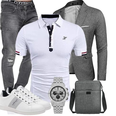 Elegant Grau Anzug/Sakko COOFANDY kombinierenLook: Edel, Festlich, Moderne, Stil, Sportlich, Classic, Schön, Indoor, Casual, Smart Casual, Elegant, Ausgefallene