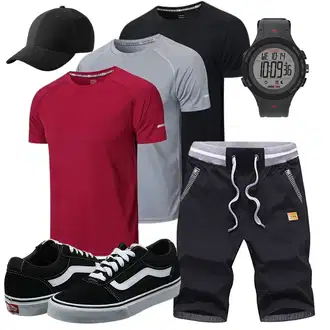 Outfit mit Grau/Schwarz Vans "Summer Outfit"