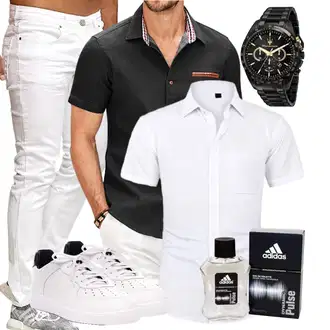 Outfit mit Grau Jeans Leder Schuhe Tazzio "Summer Outfit"