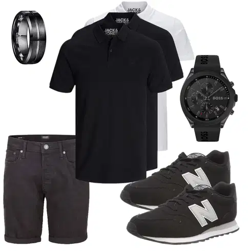 Dunkelgrau/Grau/Schwarz/Dunkelbraun Hemd Jeans Short/Bermuda/Kurze Hose/Musselin Shorts Jack & Jones kombinieren