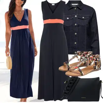 Outfit s Červená/Béžová/Černá/Vícebarevný Vintage sandál/Pohodlný Sandál/Římská sandála/Páskový Sandál/Letní Bota/Sandál S T Páskem/Gladiátorská sandála Lascana "Outfit na léto"