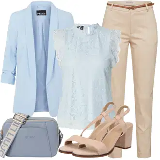Kombinacije za ljeto Egirl sa Plava/Svjetloplava Bluza i Tunika/Bluza Veći Broj/Majica I Top Veći Broj Pieces "Ljetna odjeća"Look: Stil, Babydoll, 20-ih godina, Prekrasan, Egirl, Transparentan