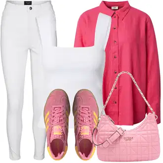 Outfity pro léto Pracovní oděvy s Růžová/Červená Flanelová Halenka/Halenka se Stojatým Límcem/Manšestrová Halenka/Blůza s knoflíčkem/Lněná Halenka/Jednobarevná Halenka/Halenka s Dlouhým Rukávem JdY "Letní oblečení"Look: Klasické, Styl, Pro Dům, Kancelář, Preppy, Skater, Unisex, Univerzitní, Pracovní oděvy