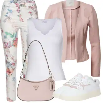 Kombinacije za ljeto Egirl sa Bijela/Krem Pleteni top/Grafička majica/Muške cipele Lascana "Ljetna odjeća"Look: Egirl, Besprijekorno, Babydoll, Disko, Ekstravagantno, Ured