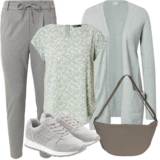 Květinová Moc Outfit s Zelená/Světle zelená/Světle modrá Halenka a Tunika Tunika/Halenka Móda Pro Plnoštíhlou/Tričko & Top Móda Pro Plnoštíhlé Only "Letní oblečení"