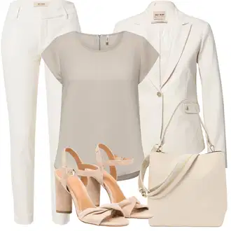 Outfity pro léto Vintage s Béžová/Khaki Sandál Na Širokém Podpatku/Vintage sandál/Přezková bota/Sandál Na Podpatku/Sandál s podpatkem/Letní Bota Kazar "Letní oblečení"Look: Klasické, Elegantní, Krásný, Old Money, Bezešvé, Vintage