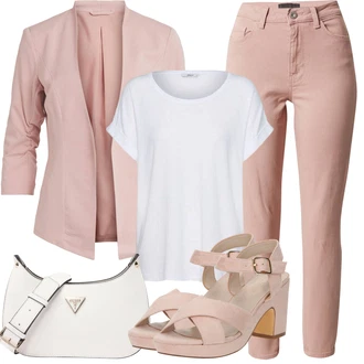 Kombinacije za ljeto sa Pink/Smeđa/Ljubičasta Mom Jean/Traperice Slim Kroja/Skraćene Traperice/Ženske Traperice 7/8 Dužine/Sužene Traperice/High Waist Traperice/Kožna Jakna/Kožne Cipele/Traperice s Prorezom/Capri Traperice/Čizma do Gležnja Pieces "Ljetna odjeća"