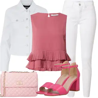 Outfity pro léto Pracovní oděvy s Bílá/Krémová Pieces "Letní oblečení"Look: Pracovní oděvy, Univerzitní, Skater, 90tá léta, Moderní