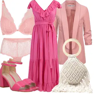sviatočné Outfit sa Pink Haljina za Plažu/Boho Ljetna Haljina/Haljina od Šifona/Haljina matični ured svat/Duga Ljetna Haljina Izia "Ljetna odjeća"Look: Rap, sviatočné, Romantičan