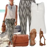 Bílá Trička & Topíky se Zapínáním na Knoflíky Outfity image