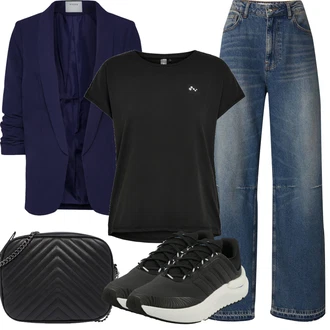 Western Motorka Outfit s Modrá/Světle modrá Džín s Širokou Nohavicí/Zvonové Džíny/High Waist Džínové Kalhoty/Džíny Culottes/Džíny s Rozparkem/Džíny Volného Střihu/Vintage džíny rÆre by lorena rae "Letní oblečení"Look: Styl, 90tá léta, Old Money, Western, 70tá léta, Motorka, Bowling, Baseball