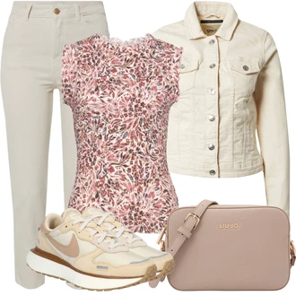 Outfit sa Krem/Bijela/Narandžasta/Bež/Kaki Gajtana Jakna/Crop Jakna/Kratka Jakna/Kratka Traper Jakna/Proljetna jakna/Ljetna jakna/Vintage Jakna/Traper Jakna Only "Ljetna odjeća"
