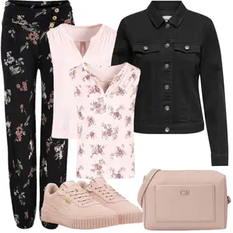 Kombinacije za ljeto Egirl sa Smeđa/Crna/Pink Bluza Veći Broj/Majica I Top Veći Broj/Pletivo Veći Broj Lascana "Ljetna odjeća"Look: Emo, Elegantan, Romantičan, Egirl, Estetika