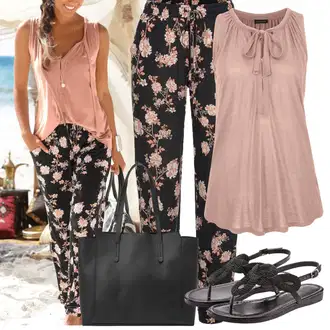 Svatovski gost Outfit sa Pink/Smeđa Hlača Velika Veličina/Bluza i Tunika/Kupaći Kostim Za Veću Veličinu Lascana "Ljetna odjeća"