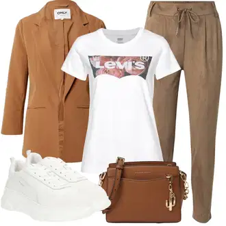 Outfity pro léto Pracovní oděvy s Hnědá/Béžová Only "Letní oblečení"Look: Emo, Kancelář, Business, Cool, Pracovní oděvy, Univerzitní, Francouzské
