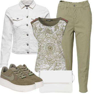Outfit s Šedá/Krémová/Bílá/Světle šedá Džínové Bund/Krátký Bund/Letní Bund/Košilová bunda/Krátký Bund/Krátké Džínové Bundičky Only "Outfit na léto"