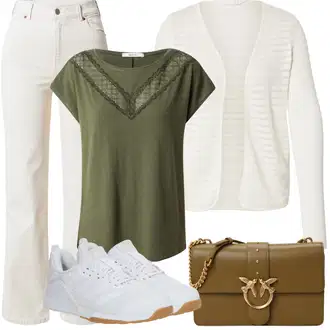 Stil Outfit sa Bež/Krem/Bijela/Kaki Muška majica/Trapez Traperice/Vintage traperice/Zimska jakna/High Waist Traperice/Traperice Široke Nogavice/Muška Kožna Jakna/Traperice s Prorezom/Skraćene Traperice/Dad Traperice/Mom Jean/Culotte Traperice Dr. Denim "Ljetna odjeća"