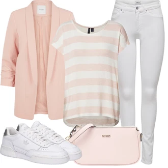 Outfit s Bílá/Krémová Kožená bunda/Džíny s Rozparkem/Džíny s Nízkým Sedem/Džín s Nízkým Pasem/Kožené Boty/Push up Džín/Motorkářské Džíny/Termální Džíny/Slim Fit Džíny Only "Letní oblečení"