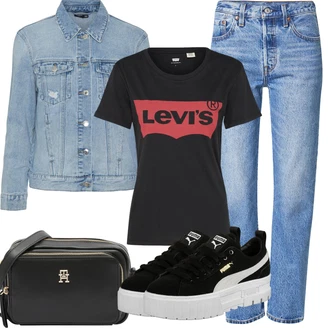 Kombinacije za ljeto sa Svjetloplava/Plava Vintage traperice/Skraćene Traperice/Mom Jean/Girlfriend Traperice/Dad Traperice/High Waist Traperice/Traperice s Prorezom levi's ® "Ljetna odjeća"