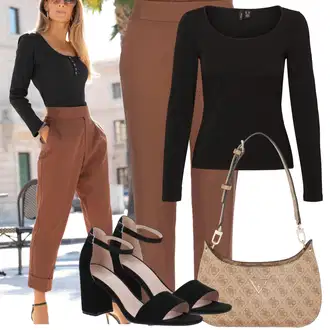 Outfit sa Smeđa/Bež/Kaki 3/4 Hlača/7/8 Hlača/Capri hlače/Chino Hlače/Slip-on Hlača/Sportske hlače srednje dužine/Bengalke Hlače/Hlače od muslina/Hlača od Odijela/Hlače s Prorezom/Carrot Hlače/Uske Hlača Lascana "Ljetna odjeća"
