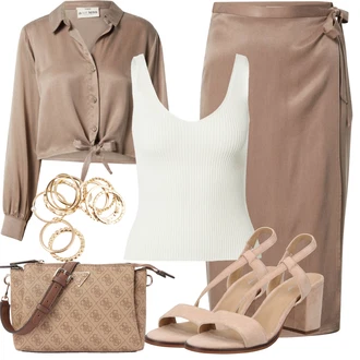 Outfit s Zlatý/Béžová Prsten/Náramek About You "Outfit na léto"